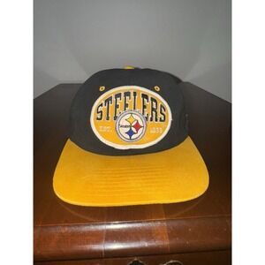 Vintage Pittsburgh Steelers Nutmeg Snapback Hat Team NFL Black Gold 90s